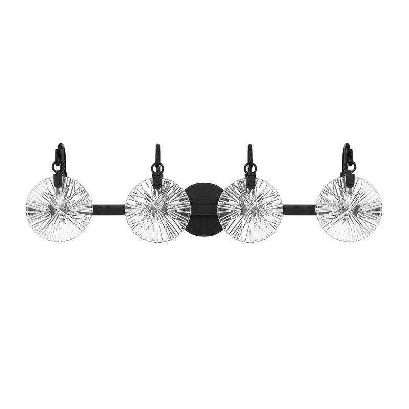 Four Light Bathroom Vanity<br /><span style="color:#4AB0CE;">Entrega: 4-10 dias en USA</span><br /><span style="color:#4AB0CE;font-size:60%;">PREGUNTE POR ENTREGA EN PANAMA</span><br />Collection: Addison<br />Finish: Matte Black