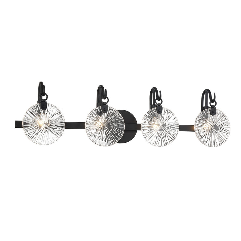 Four Light Bathroom Vanity<br /><span style="color:#4AB0CE;">Entrega: 4-10 dias en USA</span><br /><span style="color:#4AB0CE;font-size:60%;">PREGUNTE POR ENTREGA EN PANAMA</span><br />Collection: Addison<br />Finish: Matte Black
