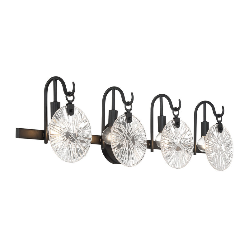 Four Light Bathroom Vanity<br /><span style="color:#4AB0CE;">Entrega: 4-10 dias en USA</span><br /><span style="color:#4AB0CE;font-size:60%;">PREGUNTE POR ENTREGA EN PANAMA</span><br />Collection: Addison<br />Finish: Matte Black