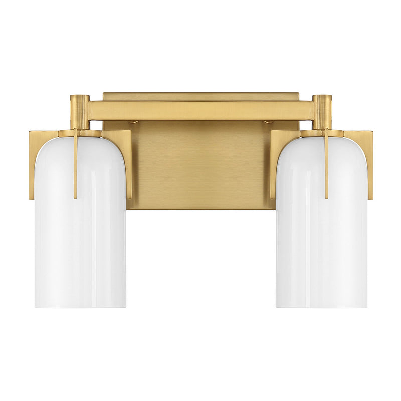 Two Light Bathroom Vanity<br /><span style="color:#4AB0CE;">Entrega: 2-3 semanas en USA</span><br /><span style="color:#4AB0CE;font-size:60%;">PREGUNTE POR ENTREGA EN PANAMA</span><br />Collection: Caldwell<br />Finish: Warm Brass