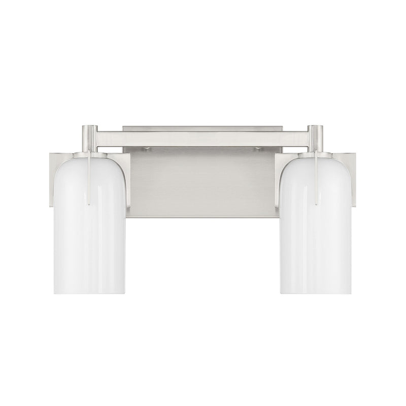 Two Light Bathroom Vanity<br /><span style="color:#4AB0CE;">Entrega: 4-10 dias en USA</span><br /><span style="color:#4AB0CE;font-size:60%;">PREGUNTE POR ENTREGA EN PANAMA</span><br />Collection: Caldwell<br />Finish: Satin Nickel