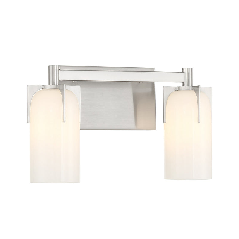 Two Light Bathroom Vanity<br /><span style="color:#4AB0CE;">Entrega: 4-10 dias en USA</span><br /><span style="color:#4AB0CE;font-size:60%;">PREGUNTE POR ENTREGA EN PANAMA</span><br />Collection: Caldwell<br />Finish: Satin Nickel