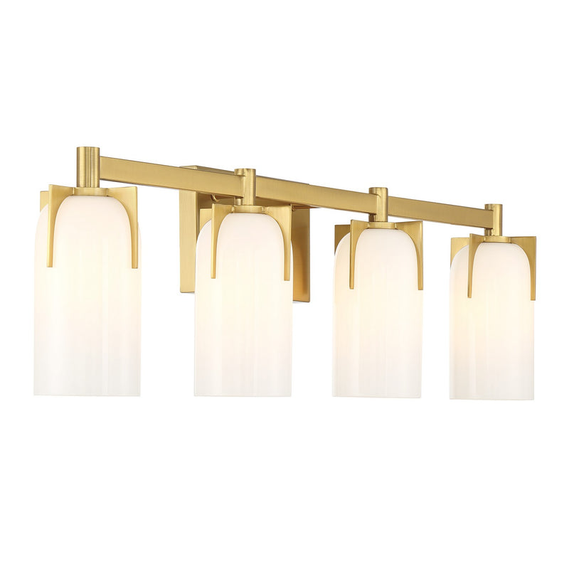 Four Light Bathroom Vanity<br /><span style="color:#4AB0CE;">Entrega: 4-10 dias en USA</span><br /><span style="color:#4AB0CE;font-size:60%;">PREGUNTE POR ENTREGA EN PANAMA</span><br />Collection: Caldwell<br />Finish: Warm Brass