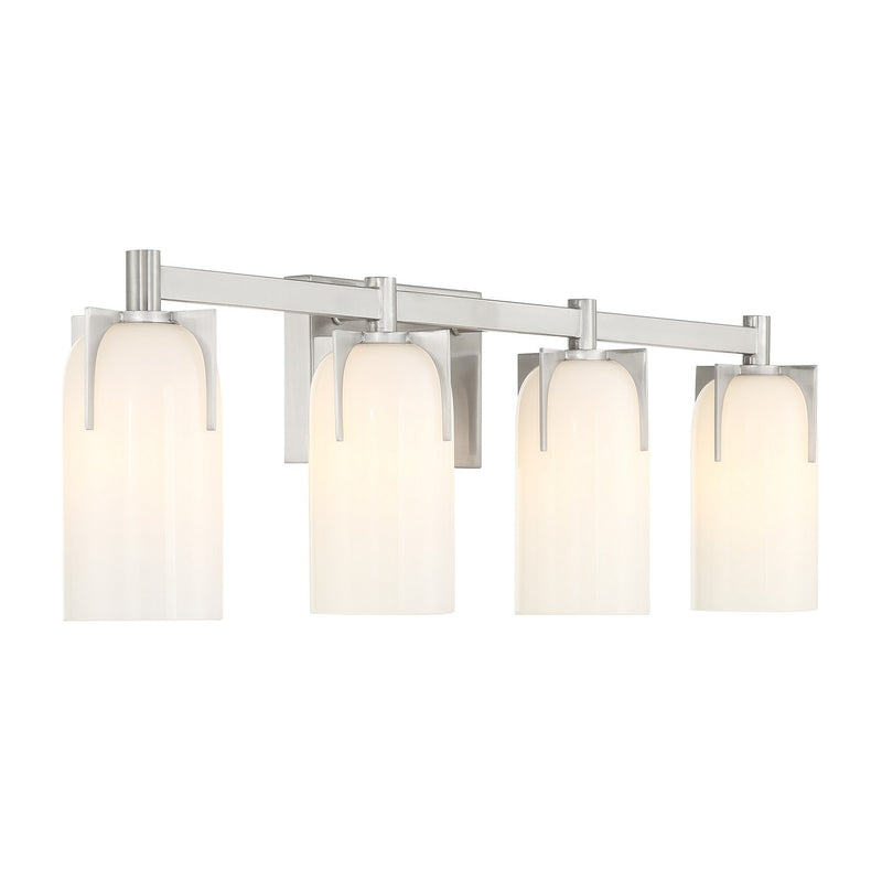Four Light Bathroom Vanity<br /><span style="color:#4AB0CE;">Entrega: 4-10 dias en USA</span><br /><span style="color:#4AB0CE;font-size:60%;">PREGUNTE POR ENTREGA EN PANAMA</span><br />Collection: Caldwell<br />Finish: Satin Nickel