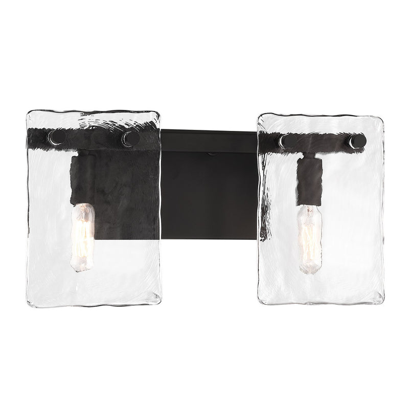 Two Light Bathroom Vanity<br /><span style="color:#4AB0CE;">Entrega: 4-10 dias en USA</span><br /><span style="color:#4AB0CE;font-size:60%;">PREGUNTE POR ENTREGA EN PANAMA</span><br />Collection: Genry<br />Finish: Matte Black