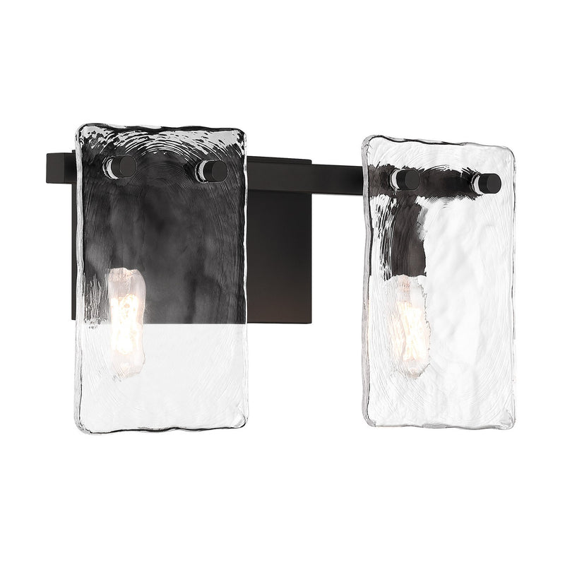 Two Light Bathroom Vanity<br /><span style="color:#4AB0CE;">Entrega: 4-10 dias en USA</span><br /><span style="color:#4AB0CE;font-size:60%;">PREGUNTE POR ENTREGA EN PANAMA</span><br />Collection: Genry<br />Finish: Matte Black