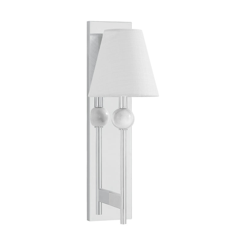 One Light Wall Sconce<br /><span style="color:#4AB0CE;">Entrega: 4-10 dias en USA</span><br /><span style="color:#4AB0CE;font-size:60%;">PREGUNTE POR ENTREGA EN PANAMA</span><br />Collection: Travis<br />Finish: Polished Chrome