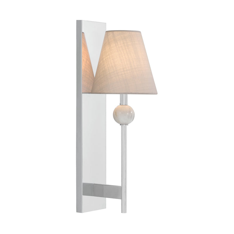 One Light Wall Sconce<br /><span style="color:#4AB0CE;">Entrega: 4-10 dias en USA</span><br /><span style="color:#4AB0CE;font-size:60%;">PREGUNTE POR ENTREGA EN PANAMA</span><br />Collection: Travis<br />Finish: Polished Chrome