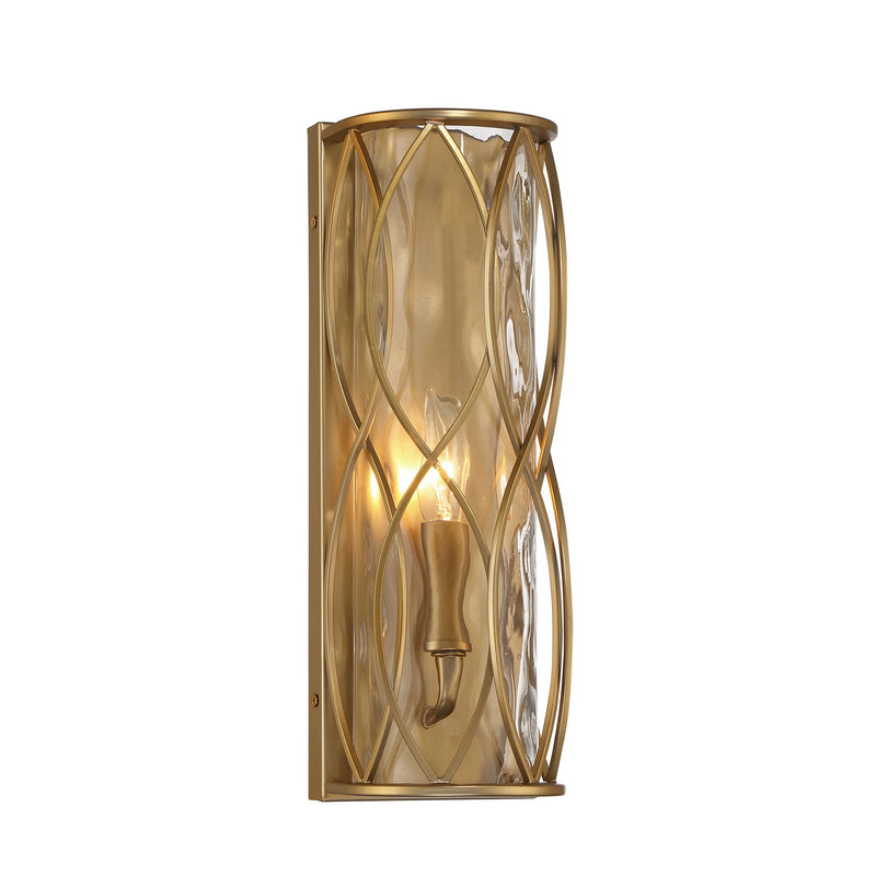 One Light Wall Sconce<br /><span style="color:#4AB0CE;">Entrega: 4-10 dias en USA</span><br /><span style="color:#4AB0CE;font-size:60%;">PREGUNTE POR ENTREGA EN PANAMA</span><br />Collection: Snowden<br />Finish: Burnished Brass