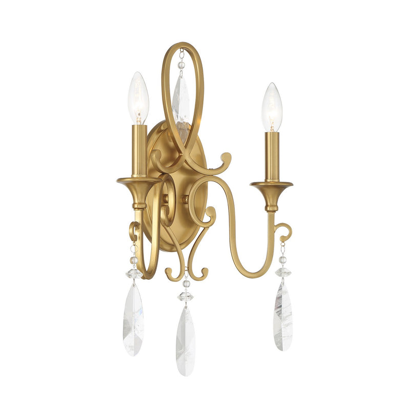 Two Light Wall Sconce<br /><span style="color:#4AB0CE;">Entrega: 4-10 dias en USA</span><br /><span style="color:#4AB0CE;font-size:60%;">PREGUNTE POR ENTREGA EN PANAMA</span><br />Collection: Fairchild<br />Finish: Warm Brass