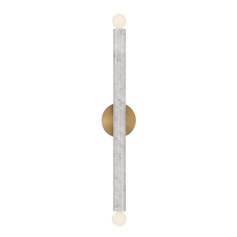 Two Light Wall Sconce<br /><span style="color:#4AB0CE;">Entrega: 4-10 dias en USA</span><br /><span style="color:#4AB0CE;font-size:60%;">PREGUNTE POR ENTREGA EN PANAMA</span><br />Collection: Callaway<br />Finish: White Marble with Warm Brass