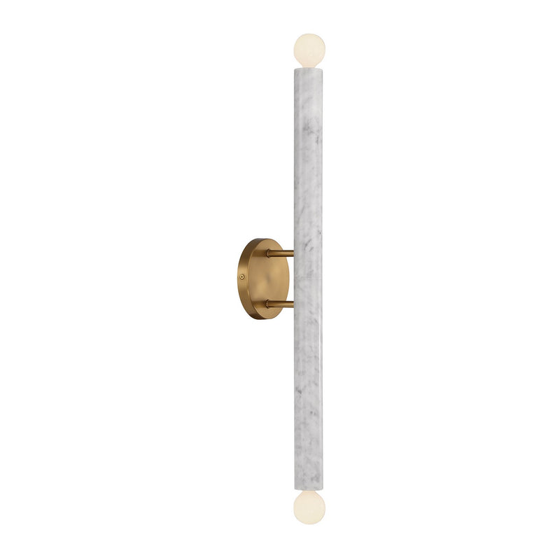 Two Light Wall Sconce<br /><span style="color:#4AB0CE;">Entrega: 4-10 dias en USA</span><br /><span style="color:#4AB0CE;font-size:60%;">PREGUNTE POR ENTREGA EN PANAMA</span><br />Collection: Callaway<br />Finish: White Marble with Warm Brass