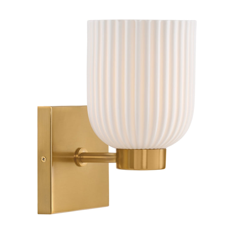 One Light Wall Sconce<br /><span style="color:#4AB0CE;">Entrega: 4-10 dias en USA</span><br /><span style="color:#4AB0CE;font-size:60%;">PREGUNTE POR ENTREGA EN PANAMA</span><br />Collection: Isla Blanca<br />Finish: Warm Brass