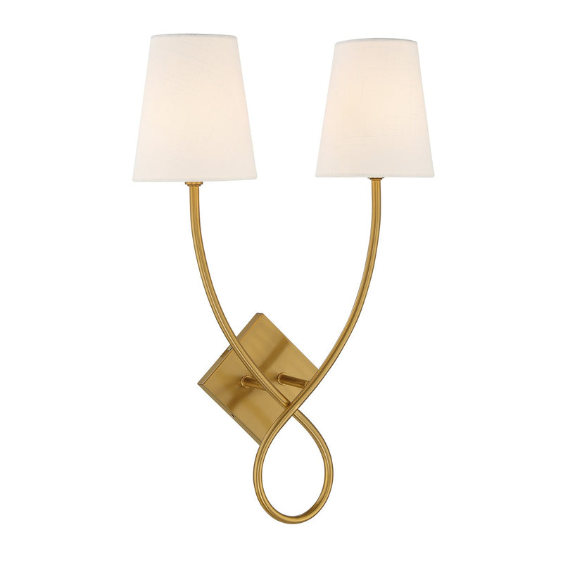 Two Light Wall Sconce<br /><span style="color:#4AB0CE;">Entrega: 4-10 dias en USA</span><br /><span style="color:#4AB0CE;font-size:60%;">PREGUNTE POR ENTREGA EN PANAMA</span><br />Collection: Barclay<br />Finish: Warm Brass