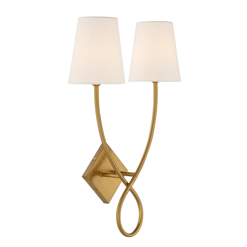 Two Light Wall Sconce<br /><span style="color:#4AB0CE;">Entrega: 4-10 dias en USA</span><br /><span style="color:#4AB0CE;font-size:60%;">PREGUNTE POR ENTREGA EN PANAMA</span><br />Collection: Barclay<br />Finish: Warm Brass