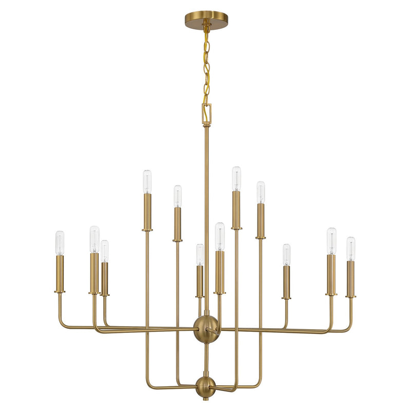 12 Light Chandelier<br /><span style="color:#4AB0CE;">Entrega: 4-10 dias en USA</span><br /><span style="color:#4AB0CE;font-size:60%;">PREGUNTE POR ENTREGA EN PANAMA</span><br />Collection: Avondale<br />Finish: Warm Brass