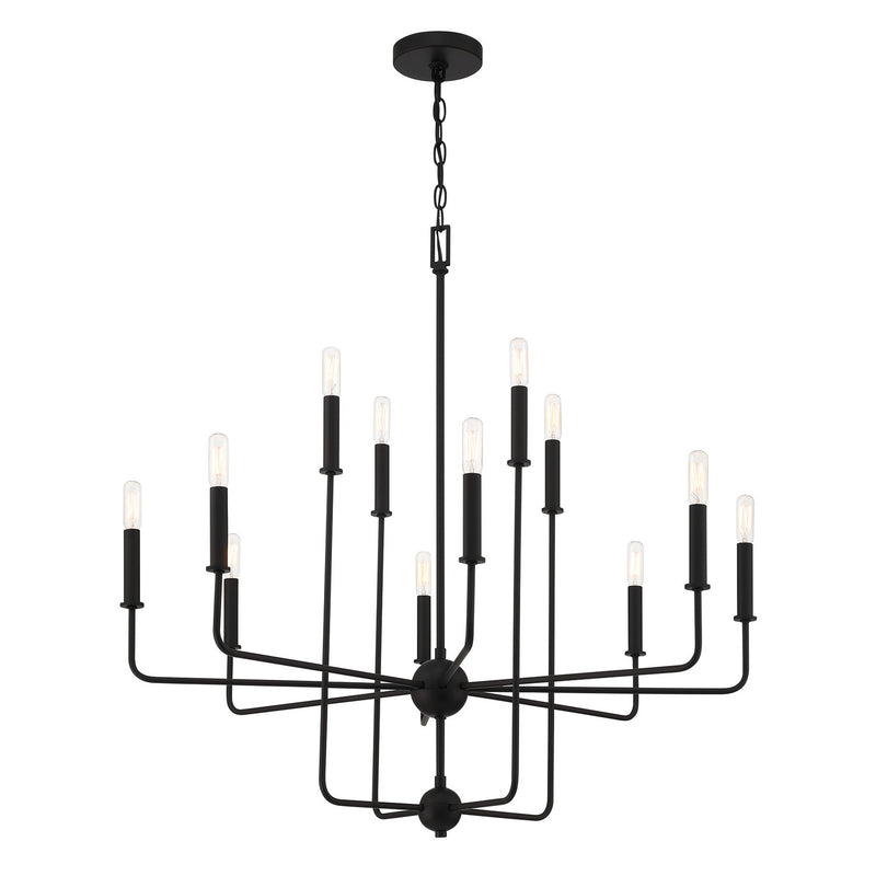 12 Light Chandelier<br /><span style="color:#4AB0CE;">Entrega: 4-10 dias en USA</span><br /><span style="color:#4AB0CE;font-size:60%;">PREGUNTE POR ENTREGA EN PANAMA</span><br />Collection: Avondale<br />Finish: Matte Black