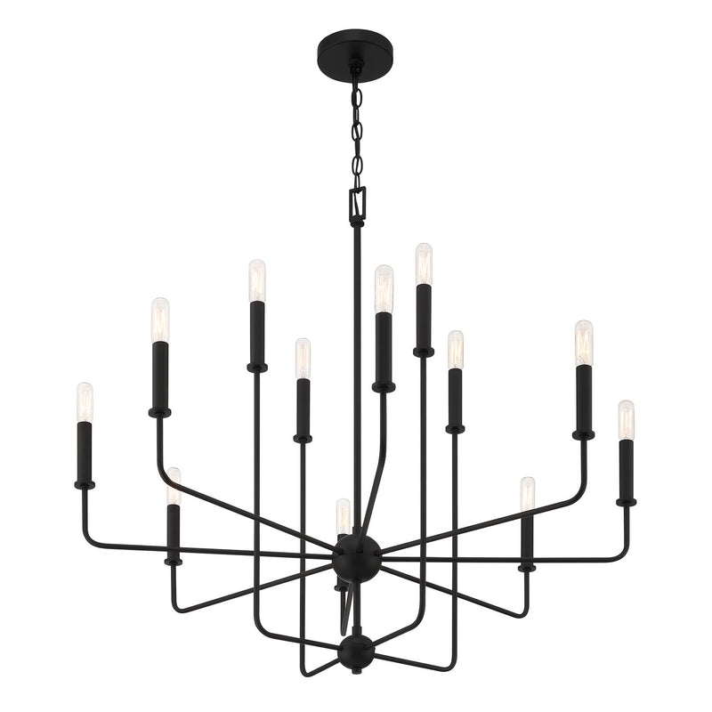 12 Light Chandelier<br /><span style="color:#4AB0CE;">Entrega: 4-10 dias en USA</span><br /><span style="color:#4AB0CE;font-size:60%;">PREGUNTE POR ENTREGA EN PANAMA</span><br />Collection: Avondale<br />Finish: Matte Black