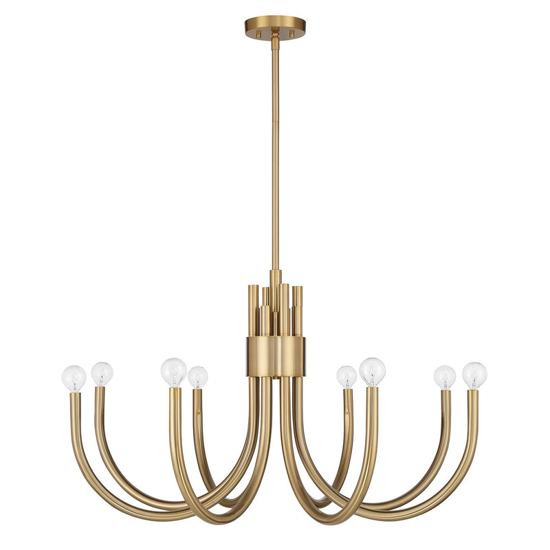 Eight Light Chandelier<br /><span style="color:#4AB0CE;">Entrega: 4-10 dias en USA</span><br /><span style="color:#4AB0CE;font-size:60%;">PREGUNTE POR ENTREGA EN PANAMA</span><br />Collection: Sorrento<br />Finish: Noble Brass