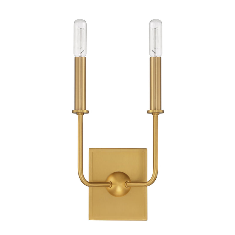 Two Light Wall Sconce<br /><span style="color:#4AB0CE;">Entrega: 4-10 dias en USA</span><br /><span style="color:#4AB0CE;font-size:60%;">PREGUNTE POR ENTREGA EN PANAMA</span><br />Collection: Avondale<br />Finish: Warm Brass