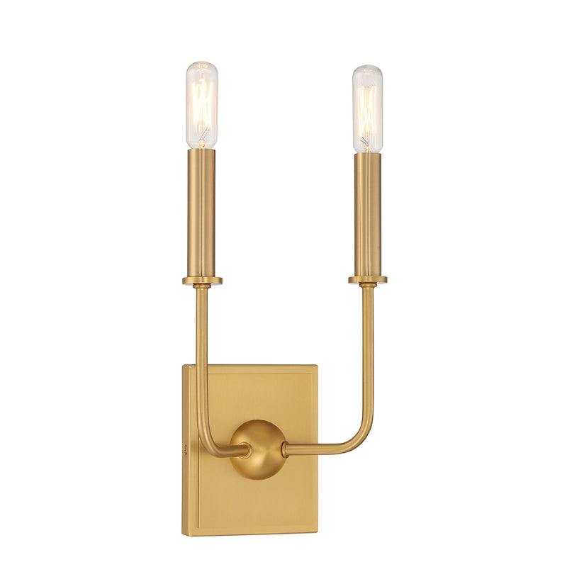 Two Light Wall Sconce<br /><span style="color:#4AB0CE;">Entrega: 4-10 dias en USA</span><br /><span style="color:#4AB0CE;font-size:60%;">PREGUNTE POR ENTREGA EN PANAMA</span><br />Collection: Avondale<br />Finish: Warm Brass