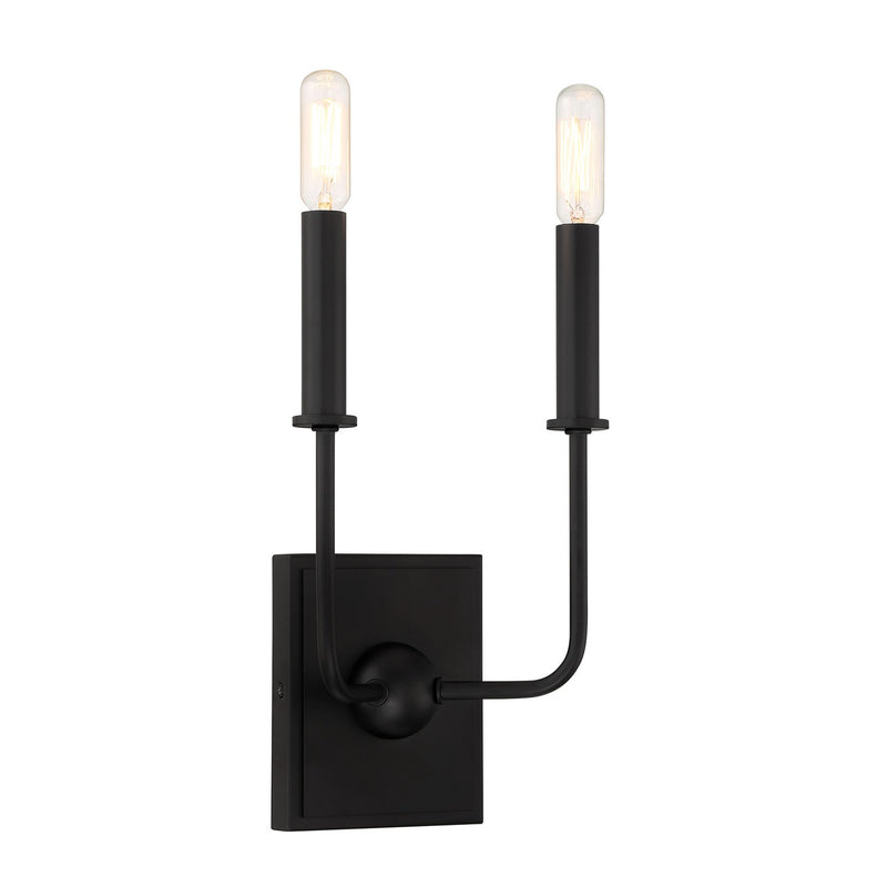 Two Light Wall Sconce<br /><span style="color:#4AB0CE;">Entrega: 5-6 semanas en USA</span><br /><span style="color:#4AB0CE;font-size:60%;">PREGUNTE POR ENTREGA EN PANAMA</span><br />Collection: Avondale<br />Finish: Matte Black