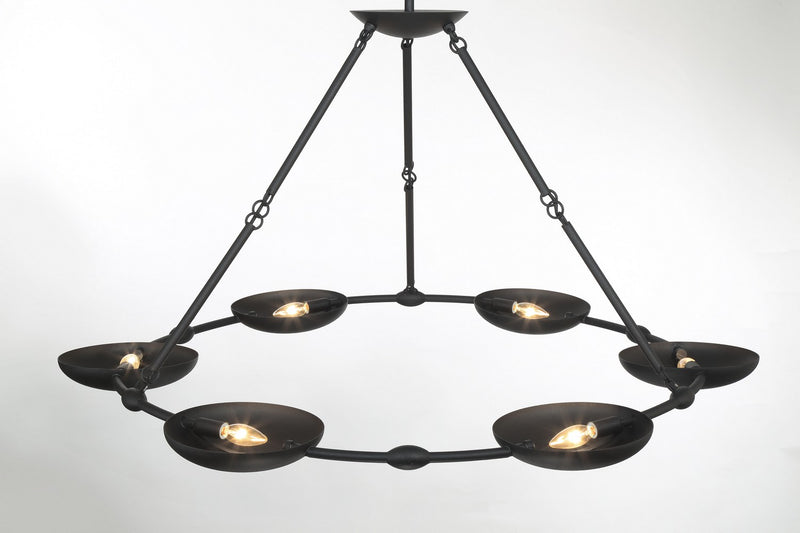 Six Light Chandelier<br /><span style="color:#4AB0CE;">Entrega: 4-10 dias en USA</span><br /><span style="color:#4AB0CE;font-size:60%;">PREGUNTE POR ENTREGA EN PANAMA</span><br />Collection: Undertas<br />Finish: Coal Black