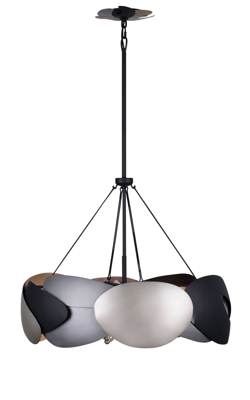 Six Light Pendant<br /><span style="color:#4AB0CE;">Entrega: 4-10 dias en USA</span><br /><span style="color:#4AB0CE;font-size:60%;">PREGUNTE POR ENTREGA EN PANAMA</span><br />Collection: Metalo Misto<br />Finish: Coal Black With Atlas And Midnight Sliver