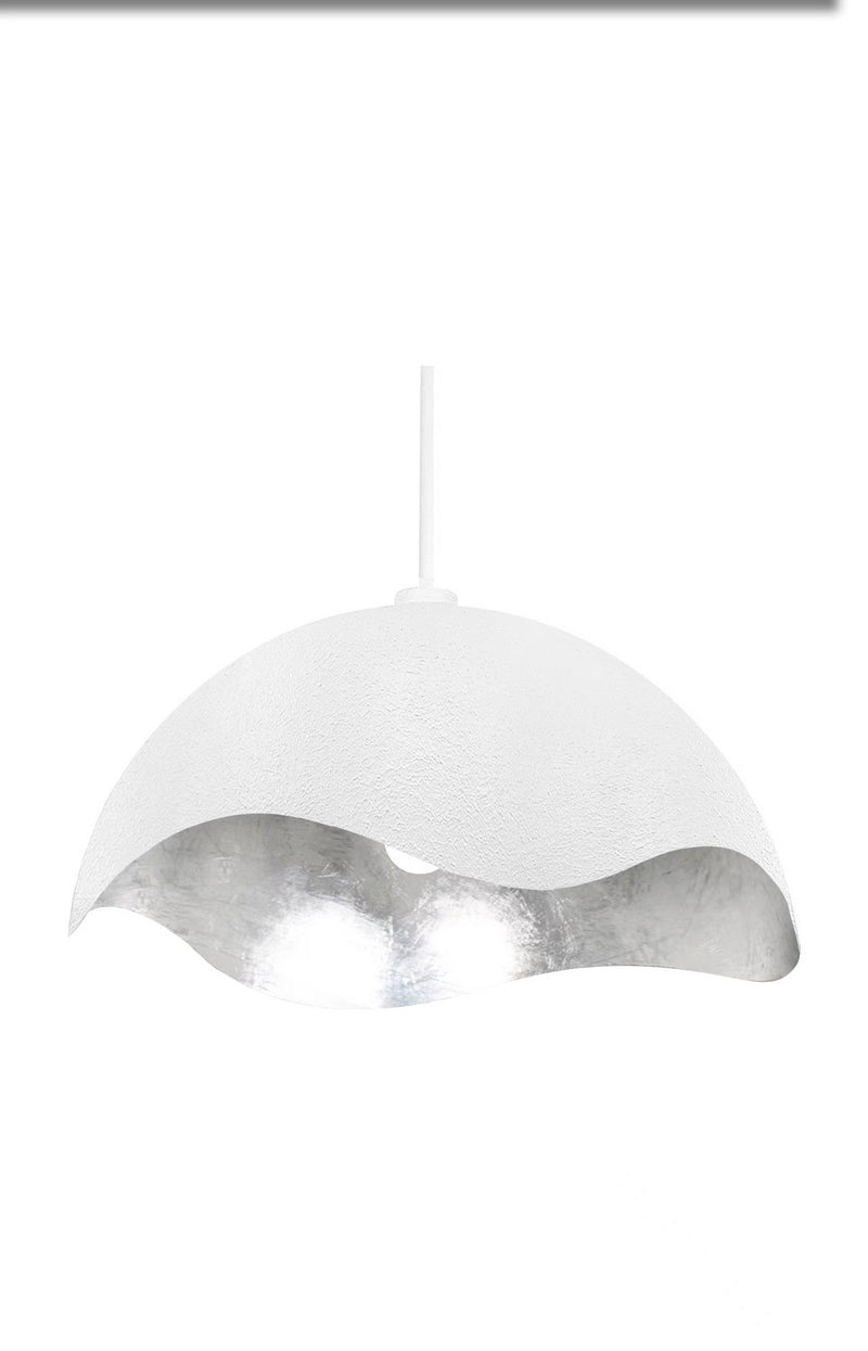 One Light Pendant<br /><span style="color:#4AB0CE;">Entrega: 4-10 dias en USA</span><br /><span style="color:#4AB0CE;font-size:60%;">PREGUNTE POR ENTREGA EN PANAMA</span><br />Collection: Eclos<br />Finish: Textured White With Silver Leaf