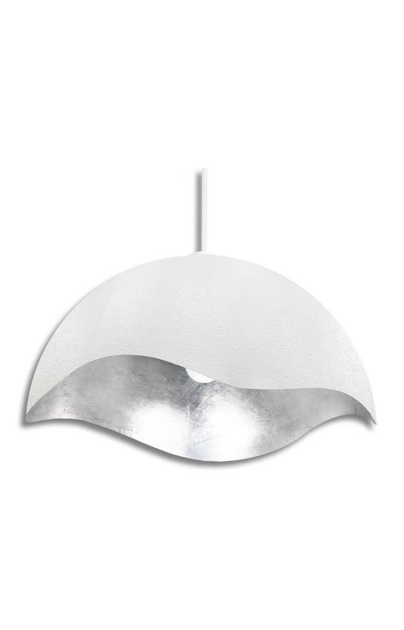 One Light Pendant<br /><span style="color:#4AB0CE;">Entrega: 4-10 dias en USA</span><br /><span style="color:#4AB0CE;font-size:60%;">PREGUNTE POR ENTREGA EN PANAMA</span><br />Collection: Eclos<br />Finish: Textured White With Silver Leaf