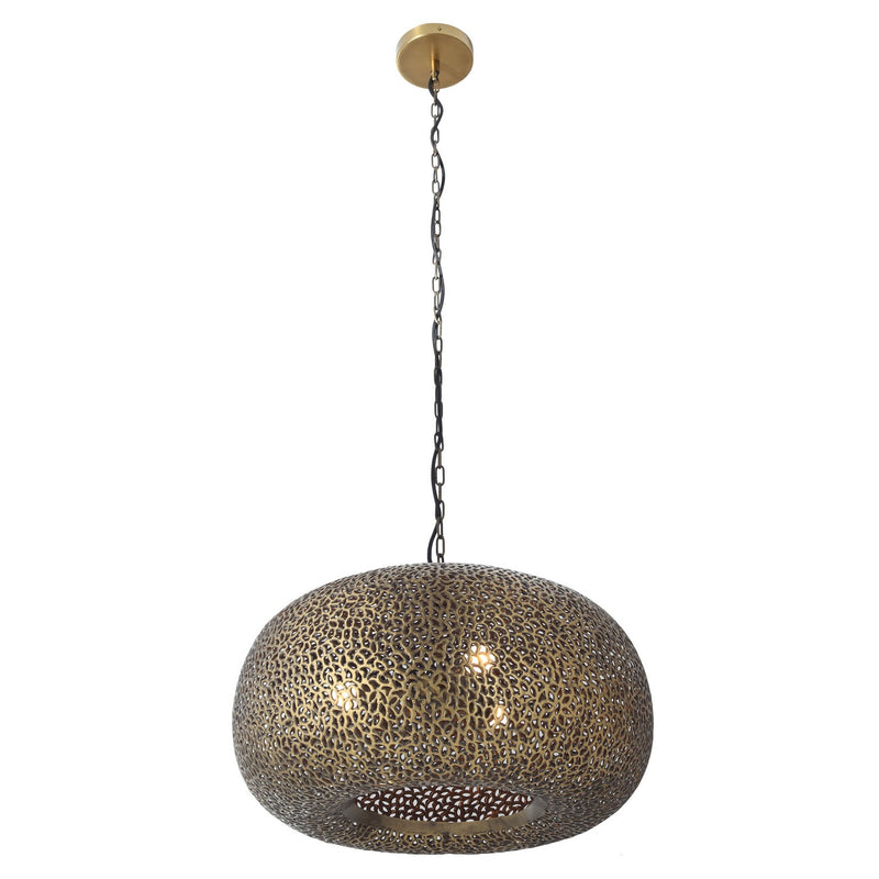 Three Light Pendant<br /><span style="color:#4AB0CE;">Entrega: 4-10 dias en USA</span><br /><span style="color:#4AB0CE;font-size:60%;">PREGUNTE POR ENTREGA EN PANAMA</span><br />Collection: Moradabad<br />Finish: Gilded Brass