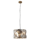 Three Light Pendant<br /><span style="color:#4AB0CE;">Entrega: 4-10 dias en USA</span><br /><span style="color:#4AB0CE;font-size:60%;">PREGUNTE POR ENTREGA EN PANAMA</span><br />Collection: Geo-Gem<br />Finish: Artisan Brass