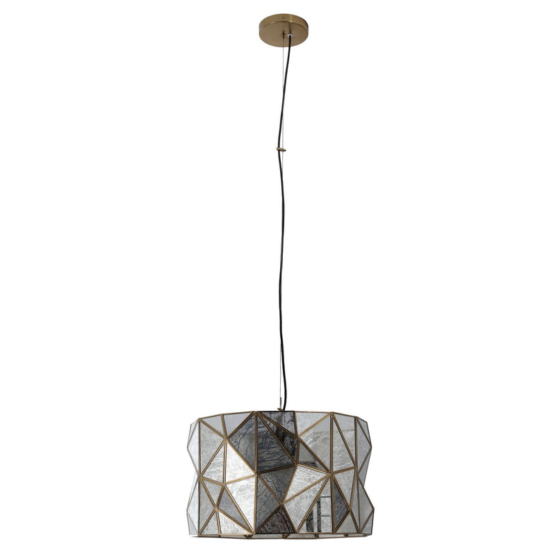 Three Light Pendant<br /><span style="color:#4AB0CE;">Entrega: 4-10 dias en USA</span><br /><span style="color:#4AB0CE;font-size:60%;">PREGUNTE POR ENTREGA EN PANAMA</span><br />Collection: Geo-Gem<br />Finish: Artisan Brass