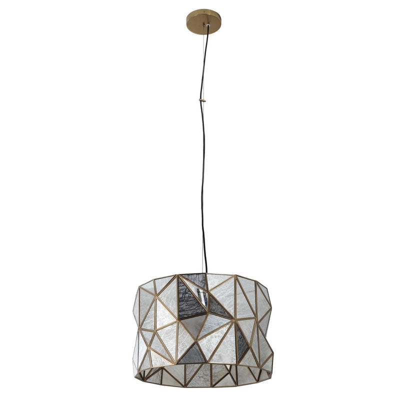 Three Light Pendant<br /><span style="color:#4AB0CE;">Entrega: 4-10 dias en USA</span><br /><span style="color:#4AB0CE;font-size:60%;">PREGUNTE POR ENTREGA EN PANAMA</span><br />Collection: Geo-Gem<br />Finish: Artisan Brass