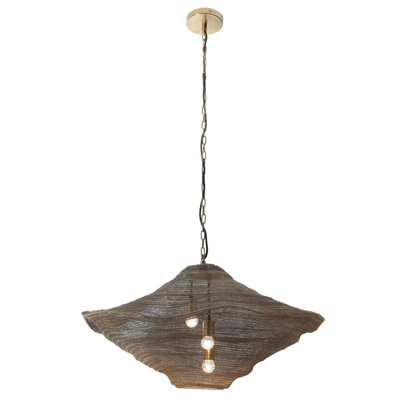 Three Light Pendant<br /><span style="color:#4AB0CE;">Entrega: 4-10 dias en USA</span><br /><span style="color:#4AB0CE;font-size:60%;">PREGUNTE POR ENTREGA EN PANAMA</span><br />Collection: Marseille<br />Finish: Gilded Brass