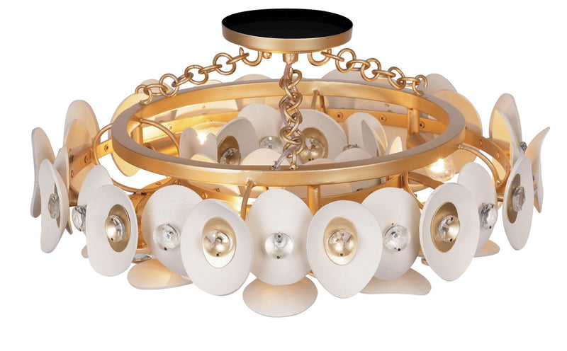 Three Light Semi Flush Mount<br /><span style="color:#4AB0CE;">Entrega: 4-10 dias en USA</span><br /><span style="color:#4AB0CE;font-size:60%;">PREGUNTE POR ENTREGA EN PANAMA</span><br />Collection: Niu<br />Finish: Fawn Gold