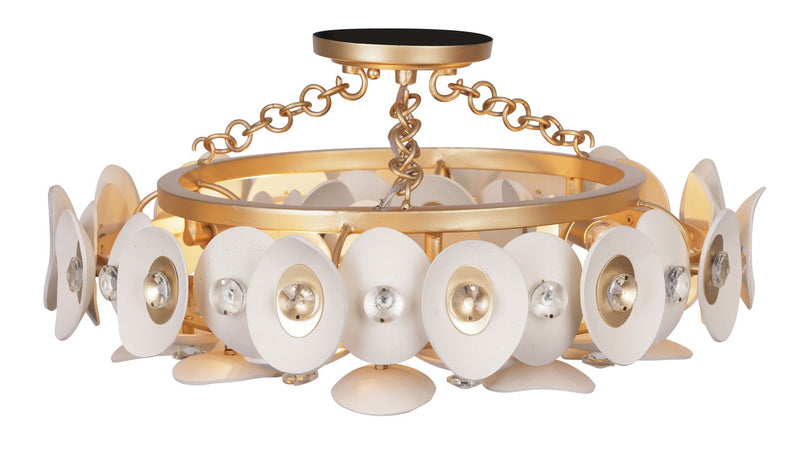 Three Light Semi Flush Mount<br /><span style="color:#4AB0CE;">Entrega: 4-10 dias en USA</span><br /><span style="color:#4AB0CE;font-size:60%;">PREGUNTE POR ENTREGA EN PANAMA</span><br />Collection: Niu<br />Finish: Fawn Gold