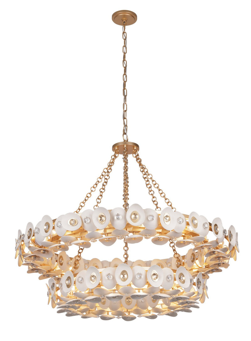 22 Light Chandelier<br /><span style="color:#4AB0CE;">Entrega: 4-10 dias en USA</span><br /><span style="color:#4AB0CE;font-size:60%;">PREGUNTE POR ENTREGA EN PANAMA</span><br />Collection: Niu<br />Finish: Fawn Gold