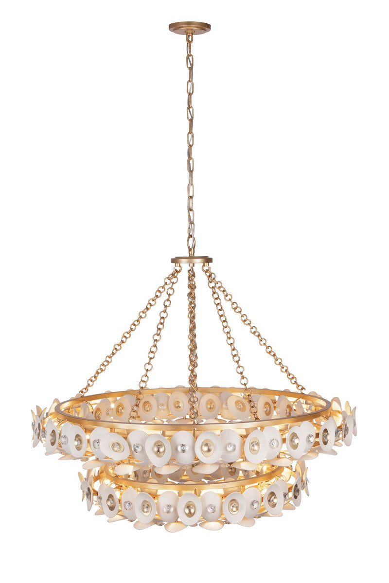 22 Light Chandelier<br /><span style="color:#4AB0CE;">Entrega: 4-10 dias en USA</span><br /><span style="color:#4AB0CE;font-size:60%;">PREGUNTE POR ENTREGA EN PANAMA</span><br />Collection: Niu<br />Finish: Fawn Gold