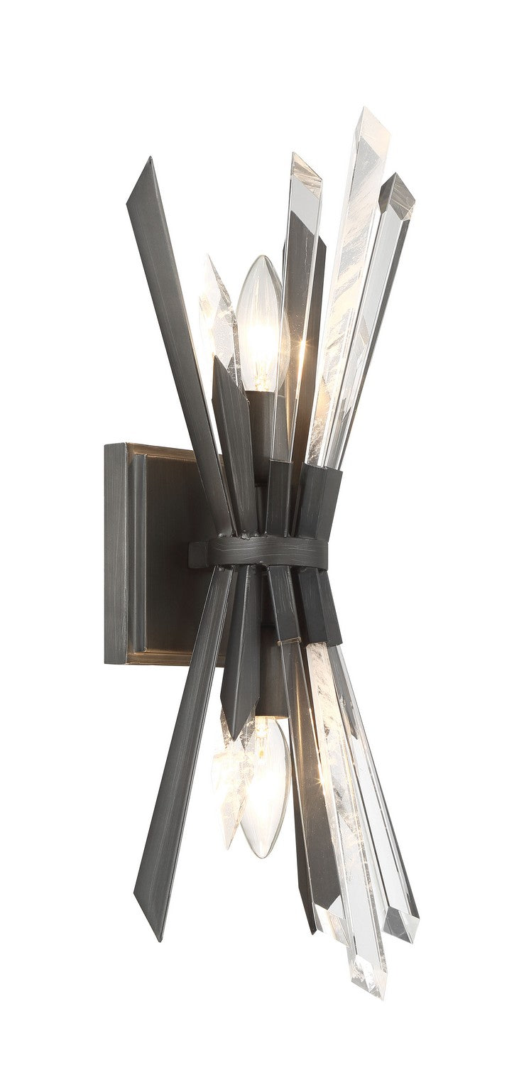 Two Light Wall Sconce<br /><span style="color:#4AB0CE;">Entrega: 4-10 dias en USA</span><br /><span style="color:#4AB0CE;font-size:60%;">PREGUNTE POR ENTREGA EN PANAMA</span><br />Collection: Elsa<br />Finish: Midnight Graphite