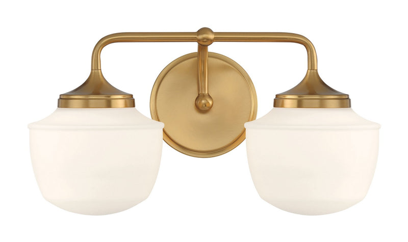 Two Light Bath Vanity<br /><span style="color:#4AB0CE;">Entrega: 13-14 semanas en USA</span><br /><span style="color:#4AB0CE;font-size:60%;">PREGUNTE POR ENTREGA EN PANAMA</span><br />Collection: Cornwell<br />Finish: Aged Brass