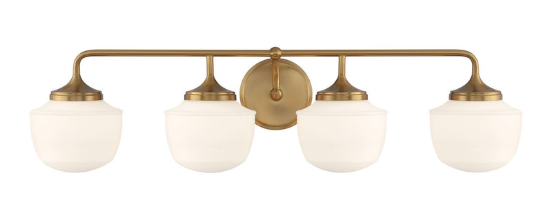Four Light Bath Vanity<br /><span style="color:#4AB0CE;">Entrega: 11-12 semanas en USA</span><br /><span style="color:#4AB0CE;font-size:60%;">PREGUNTE POR ENTREGA EN PANAMA</span><br />Collection: Cornwell<br />Finish: Aged Brass