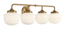 Four Light Bath Vanity<br /><span style="color:#4AB0CE;">Entrega: 11-12 semanas en USA</span><br /><span style="color:#4AB0CE;font-size:60%;">PREGUNTE POR ENTREGA EN PANAMA</span><br />Collection: Cornwell<br />Finish: Aged Brass