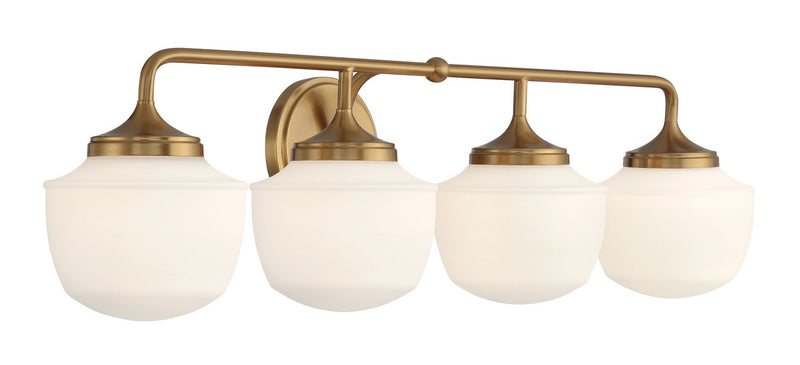 Four Light Bath Vanity<br /><span style="color:#4AB0CE;">Entrega: 6-7 semanas en USA</span><br /><span style="color:#4AB0CE;font-size:60%;">PREGUNTE POR ENTREGA EN PANAMA</span><br />Collection: Cornwell<br />Finish: Aged Brass