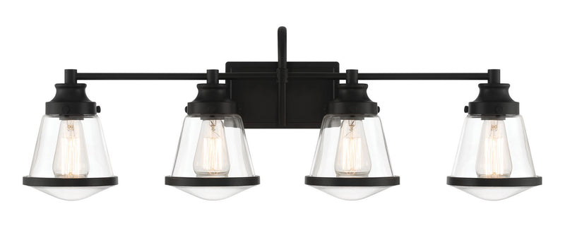 Four Light Bath Vanity<br /><span style="color:#4AB0CE;">Entrega: 4-10 dias en USA</span><br /><span style="color:#4AB0CE;font-size:60%;">PREGUNTE POR ENTREGA EN PANAMA</span><br />Collection: Mannsdale<br />Finish: Coal Black