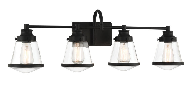 Four Light Bath Vanity<br /><span style="color:#4AB0CE;">Entrega: 4-10 dias en USA</span><br /><span style="color:#4AB0CE;font-size:60%;">PREGUNTE POR ENTREGA EN PANAMA</span><br />Collection: Mannsdale<br />Finish: Coal Black