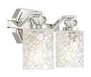 Two Light Bath Vanity<br /><span style="color:#4AB0CE;">Entrega: 2-3 semanas en USA</span><br /><span style="color:#4AB0CE;font-size:60%;">PREGUNTE POR ENTREGA EN PANAMA</span><br />Collection: Crystal Kay<br />Finish: Chrome