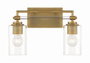 Two Light Bath Vanity<br /><span style="color:#4AB0CE;">Entrega: 4-10 dias en USA</span><br /><span style="color:#4AB0CE;font-size:60%;">PREGUNTE POR ENTREGA EN PANAMA</span><br />Collection: Binsly<br />Finish: Aged Brass