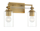 Two Light Bath Vanity<br /><span style="color:#4AB0CE;">Entrega: 10-11 semanas en USA</span><br /><span style="color:#4AB0CE;font-size:60%;">PREGUNTE POR ENTREGA EN PANAMA</span><br />Collection: Binsly<br />Finish: Aged Brass