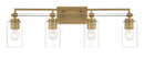 Four Light Bath Vanity<br /><span style="color:#4AB0CE;">Entrega: 4-10 dias en USA</span><br /><span style="color:#4AB0CE;font-size:60%;">PREGUNTE POR ENTREGA EN PANAMA</span><br />Collection: Binsly<br />Finish: Aged Brass